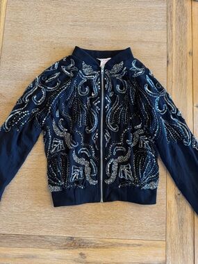 Miss Selfridge Black Sequin Embellished Bomber Jacket